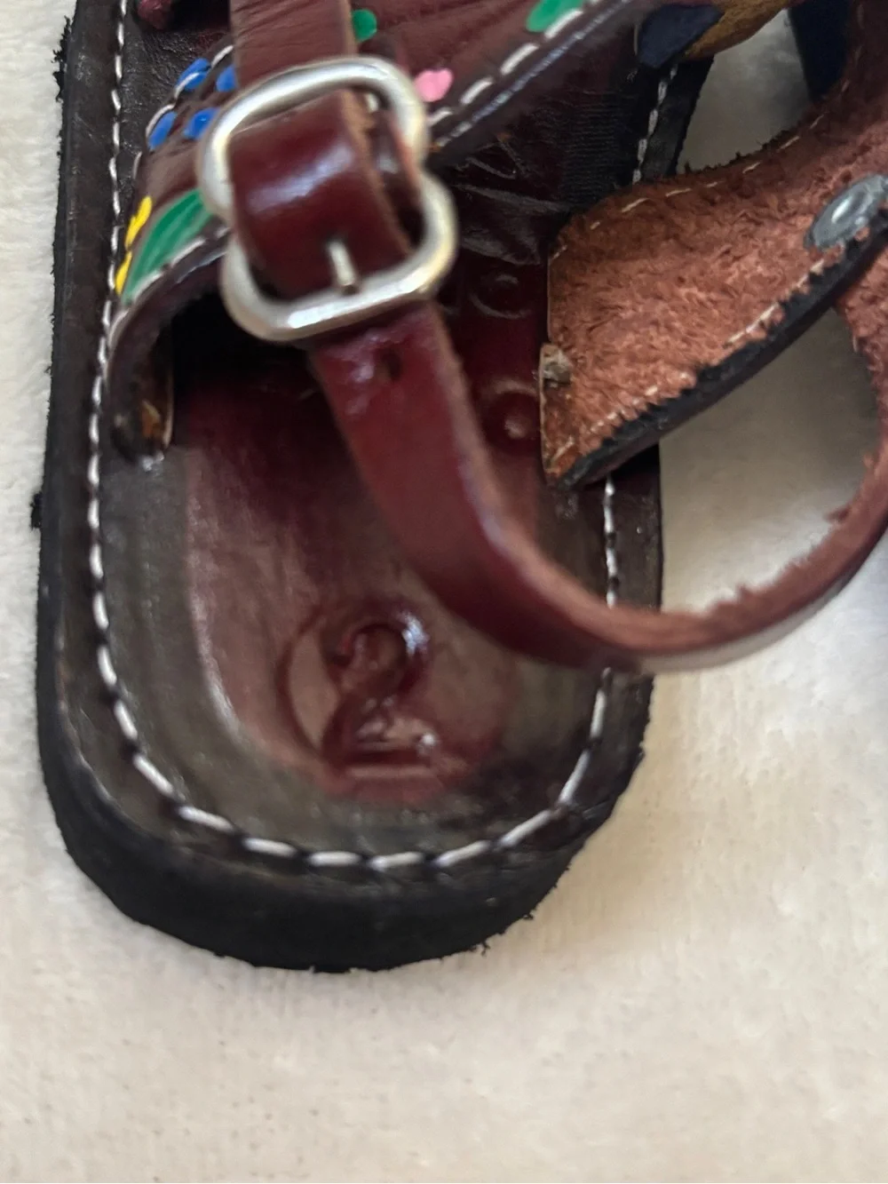 Toddler Handmade Mexican Leather Huarache Sandals Floral Braided Size 2